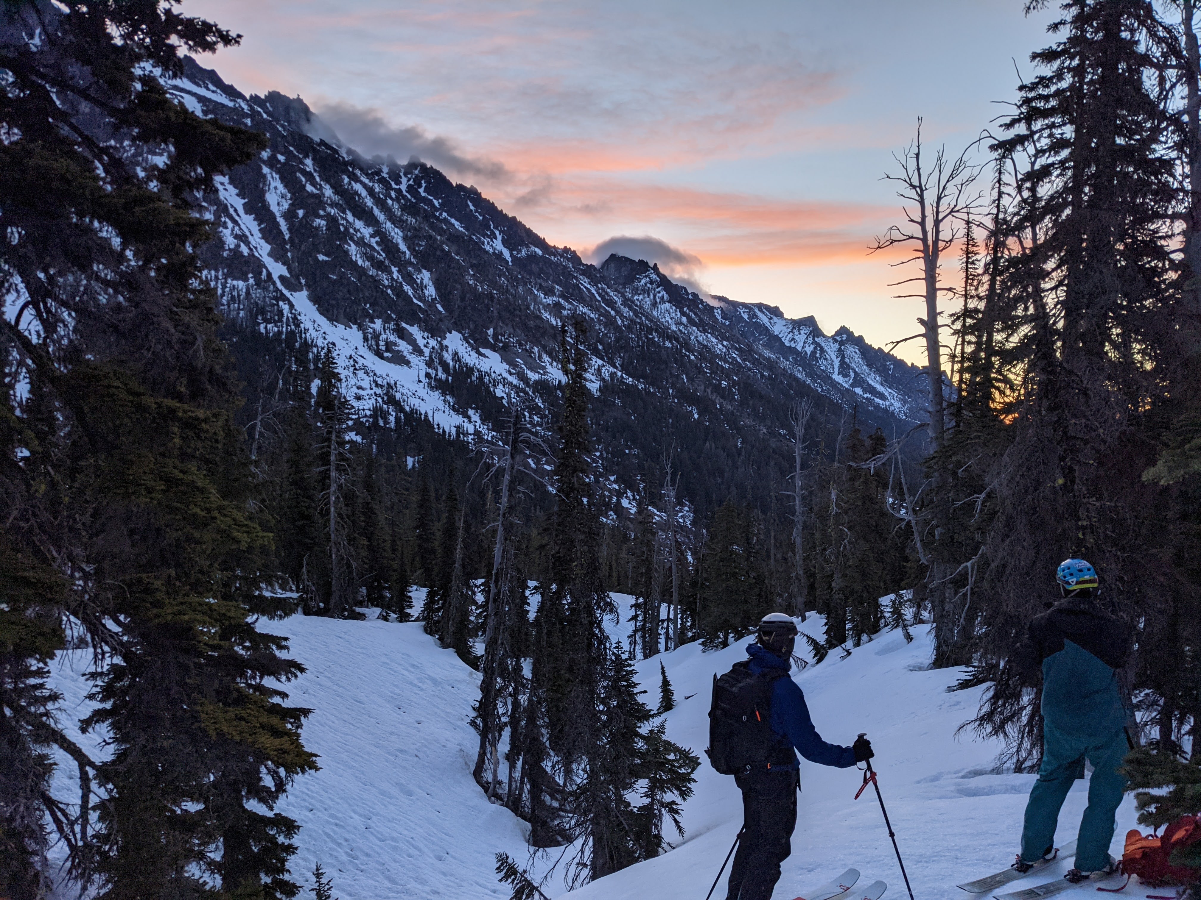 Dropping down the north side of Long’s Pass at sunrise